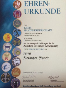 Urkunde Kreishandwerkerschaft